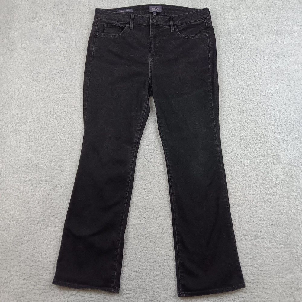NYDJ Jeans Barbara Bootcut Women 12P Black Lift Tuck Stretch PBDMBB2339